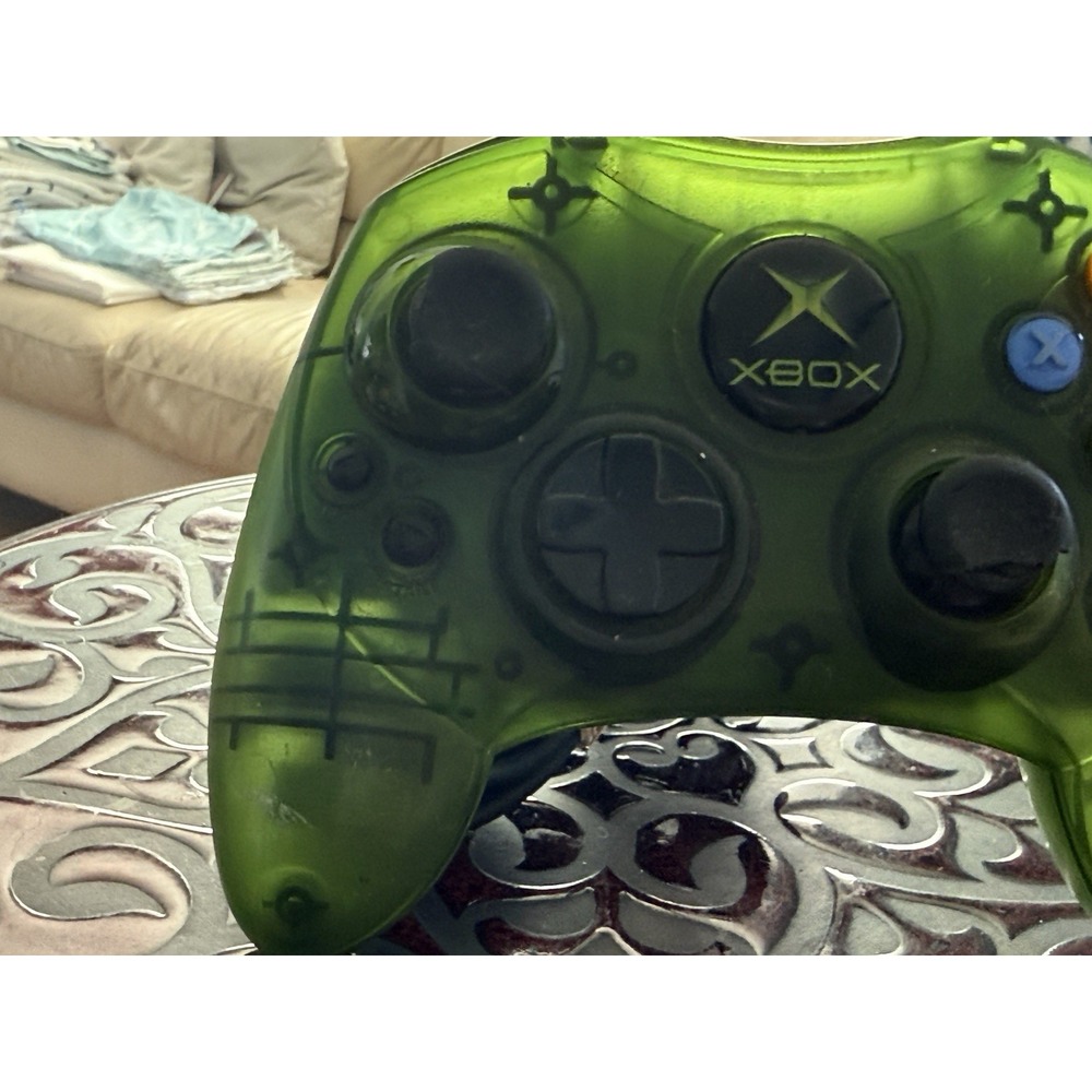 Original Microsoft Xbox Slim Green Halo Controller! ~ Works Great! ~ Authentic! - Picture 3 of 6